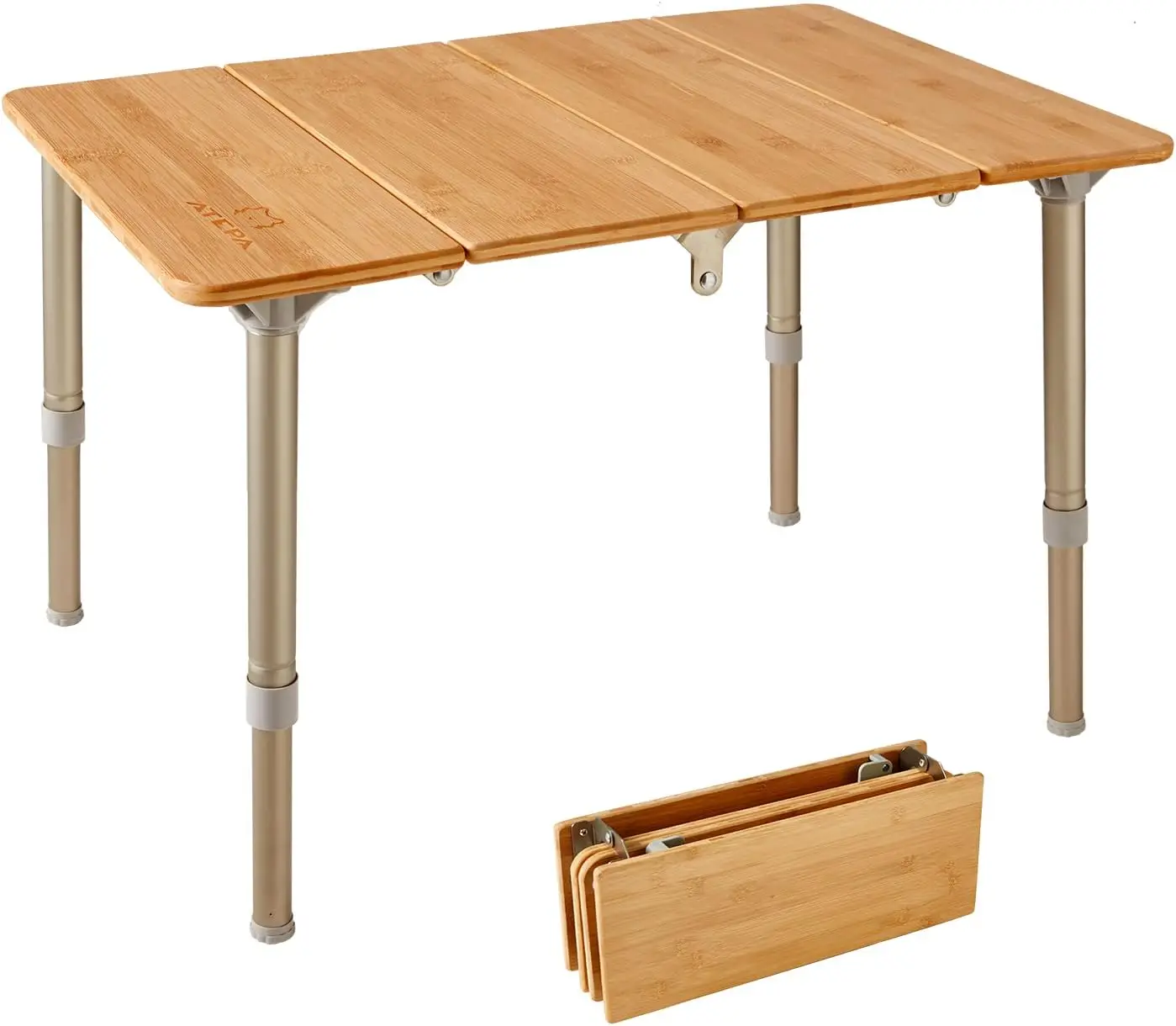 

Coffee Table Picnic Table Small Bamboo Folding Table Portable Camping Table with Carry Bag Adjustable Height Easy to Carry for O