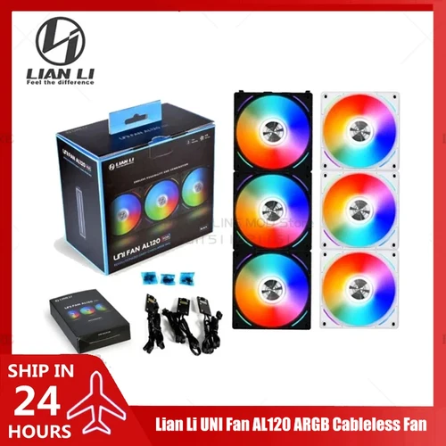 Imagen 1 del producto Lian Li UNI Fan AL120 ARGB Ventilador sin cable compatible con L-Connect 3 PWM silencioso bajo ruido alto RPM MB SYNC/controlador, paquete triple V1