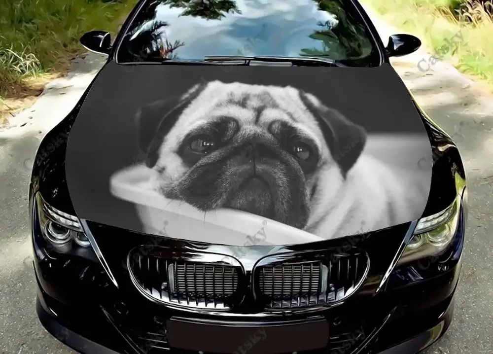 Pug animal Car hood side sticker vinyl racing paint accessories self adhesive painting for truck suv car decal