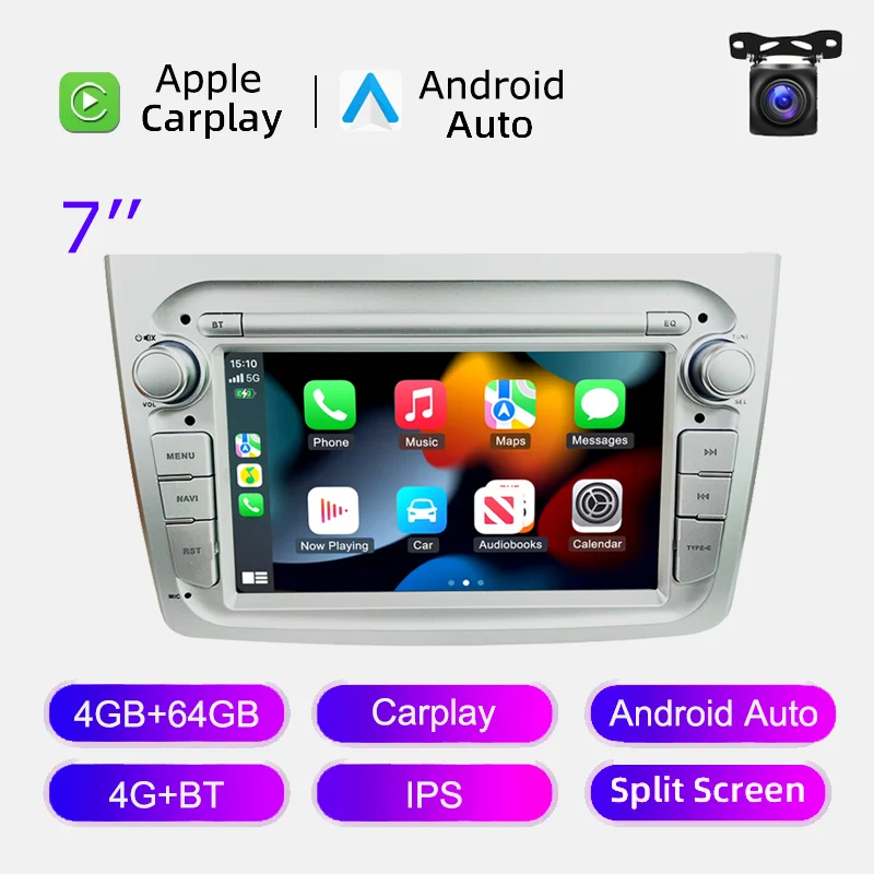 Apple Carplay autoradio voor Alfa Romeo Mito 2008-2013 Android 13 FM RDS GPS navigatie Wifi 4G LTE IPS touchscreen multimedia