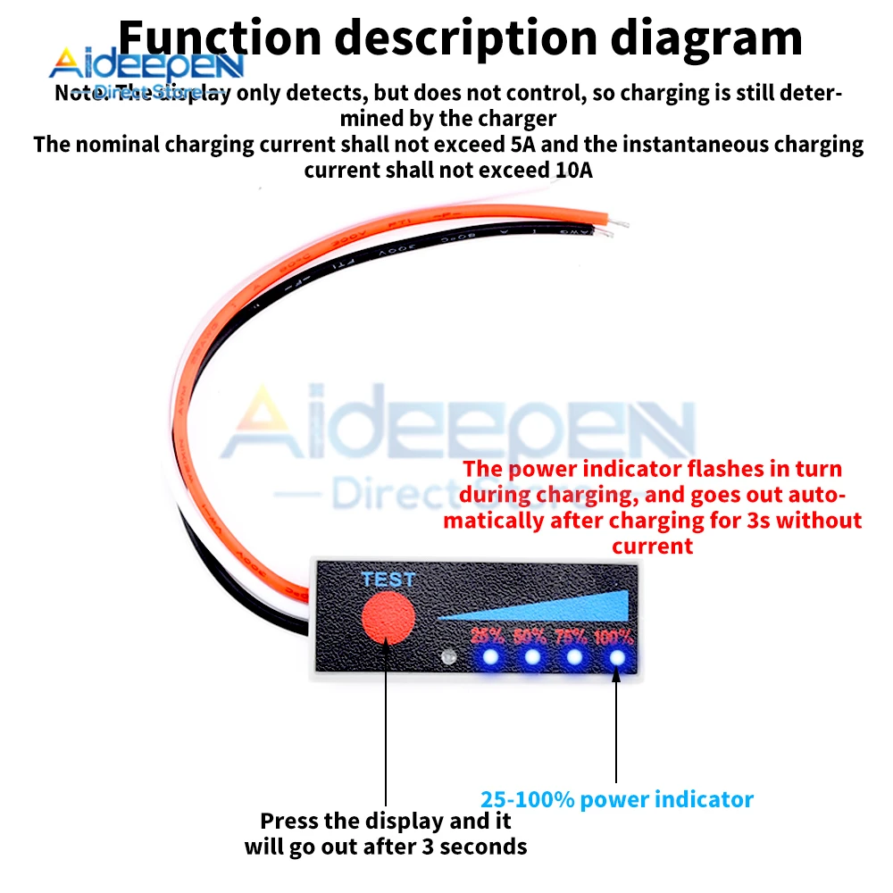 

1S 2S 3S 4S 5S 6S 7S 3.7V-29.4V Lithium Battery Li-po Li-ion Capacity Indicator Board Power Display Charging Charge LED Tester