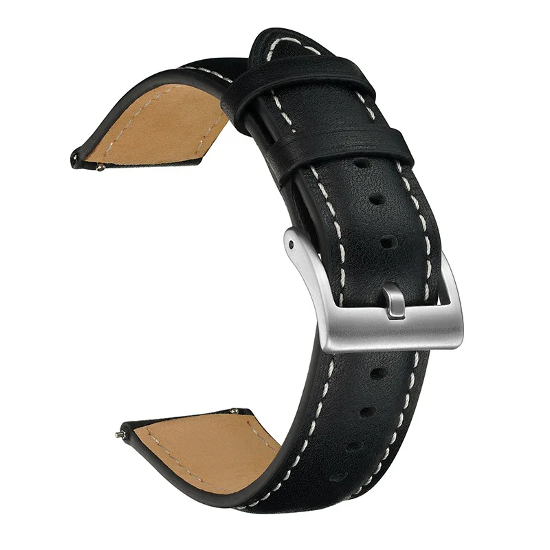 14mm 16mm 18mm 20mm 22mm Quick Release Cowhide Leather Watch Strap Metal Pin Buckle for Universal Watch Band Bracelet Accessory