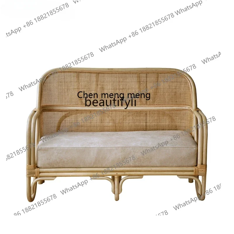 

new styleRattan Sofa Nordic Armchair Indonesia Real Rattan Chair Leisure Tea Table Three-Piece Set ss 7304