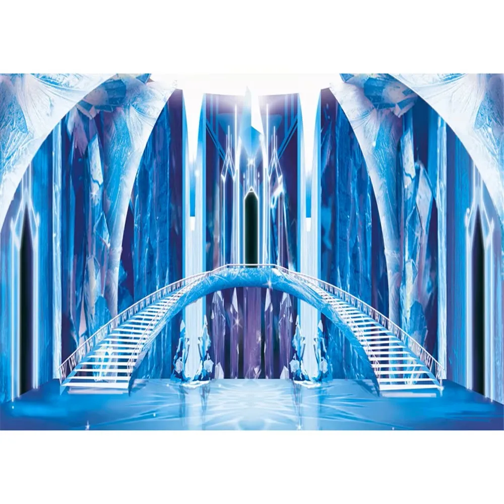 

Cymbozin Blue Frozen Palace Backdrop for Photography Stairs Ice Pillars Princess Baby Girl Birthday Party Photo Booth Background