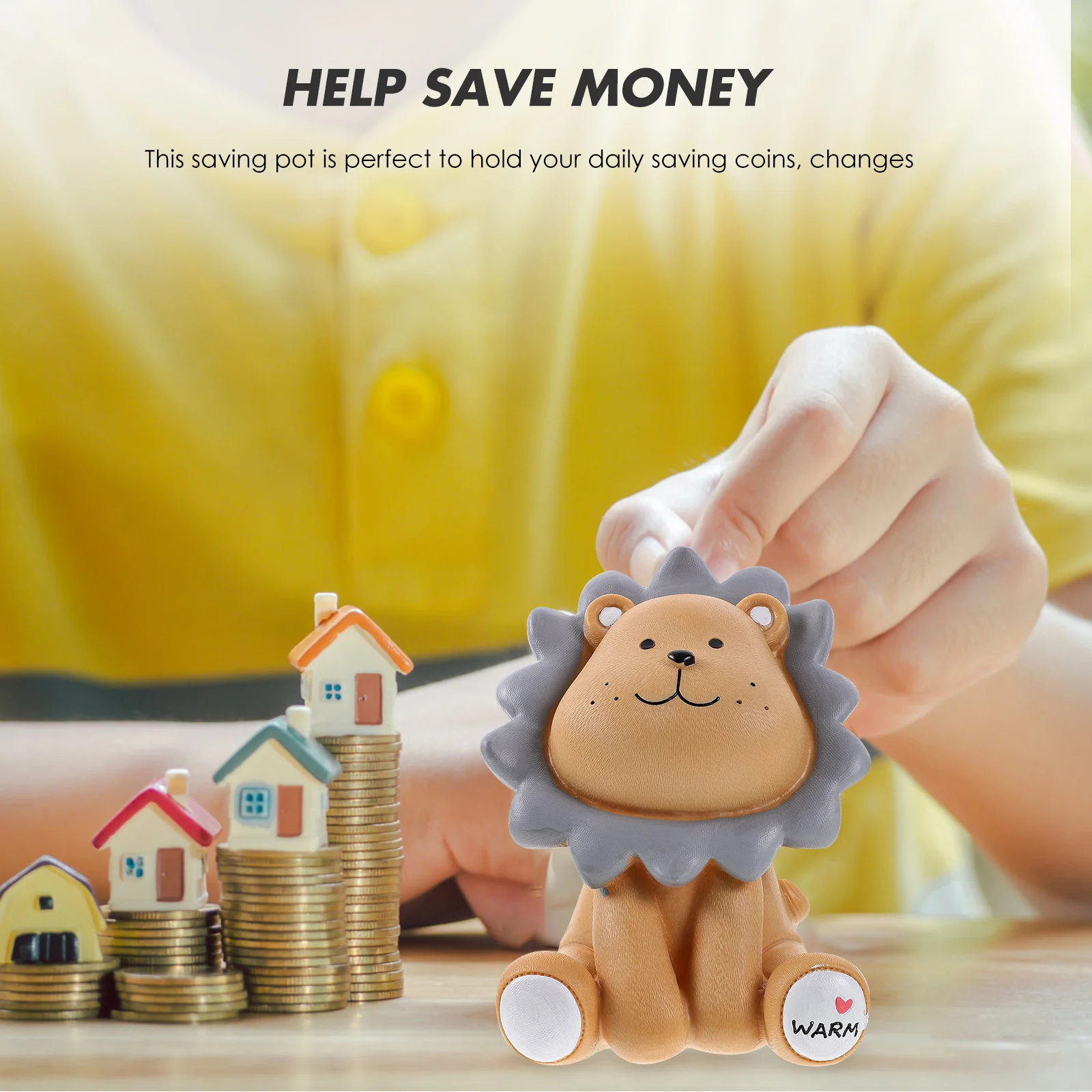 Banco de moedas em forma de leão premium para crianças, caixa de dinheiro de resina, pote de economia, coleta de moedas, presente de aniversário para crianças, economia educacional