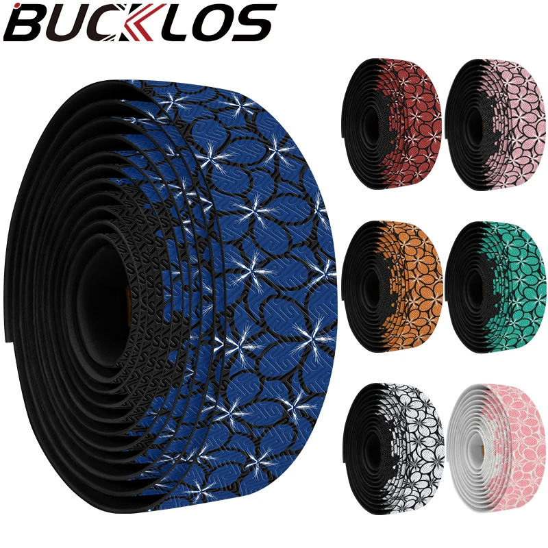 

BUCKLOS Road Bike Handlebar Tape Non-slip Shock Absorption L-shaped Handlebar Tape Flower Print Bar Tape Waterproof Bike Tapes