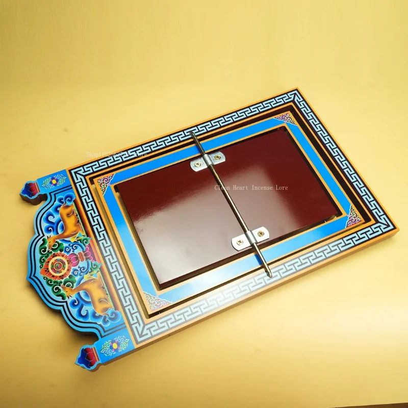Tibetan Hand Painting Coloring Solid Wood Painting Two Deer Confucian Classics Supporting Frame Printed Collapsible Storage