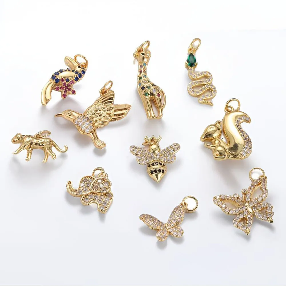 1PC Animal Series Flying Bird Leopard Copper-Embedded Zircon DIY Accessories, Necklace Bracelet Earrings Accessories