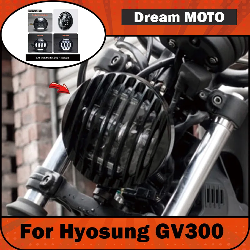 【Premium】For Hyosung GV300s Flashy Edition Modified LED Retro Round Headlight Assembly with Angel Eye Ultra-Bright X Headlights
