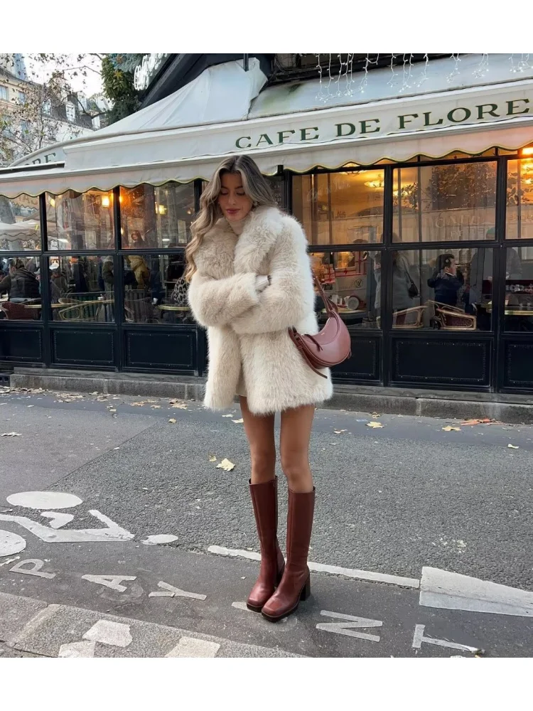 Women's Luxury Faux Fur Coat，2025Classic Mid-Length Warm Jacket，Super Warm Cotton Jacket