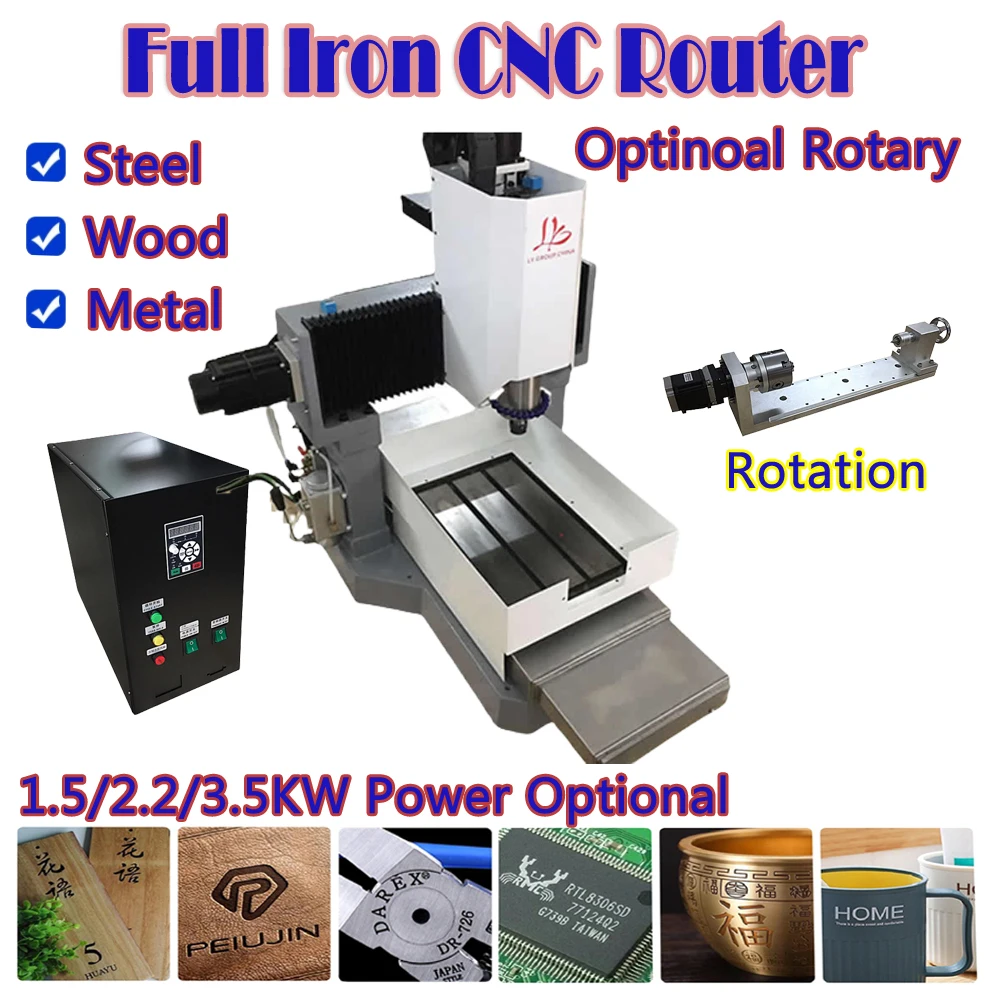 Desktop Steel CNC Engraving Machine 3040 3.5KW 4 Axis Full Iron CNC Frame 2.2KW Metal Engraver Router Z Axis Height 170mm