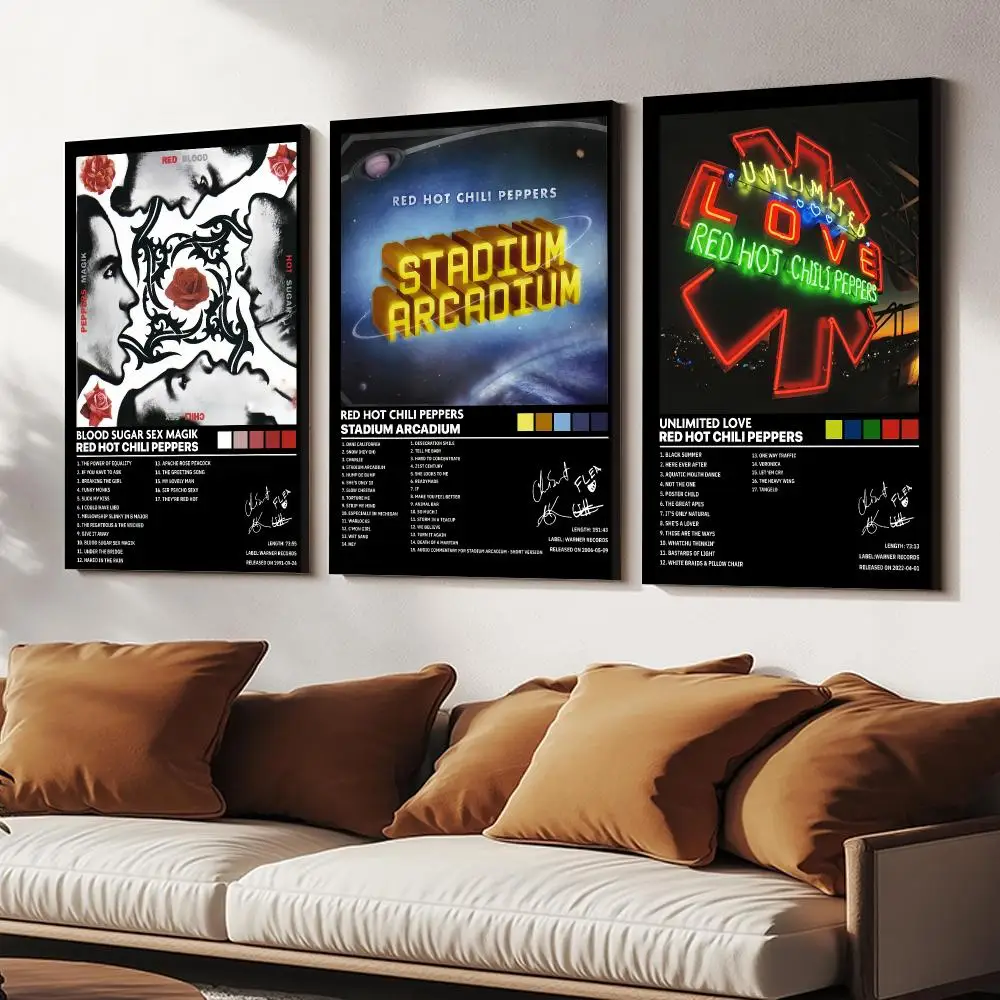 Band R-Red Hot Chili Peppers Painting Calligraphy Wooden Framed Canvas Poster Wall Art HD Waterproof Print Home Decor