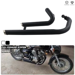 Chrome/Black 2-Into-2 Full Exhaust System Dual Silencer Twin Slash Cut Muffler End Fits For Yamaha Virago 125 XV 250 XV250 XV125