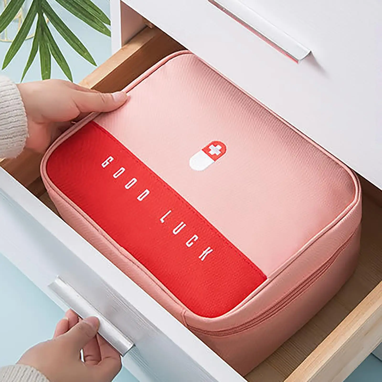 Portable Medicine Storage Bag Large Opening First Aid Pouch Compact Rescue Kit for Camping Kitchen Sport Outdoor Home