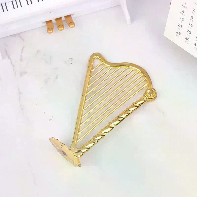 /Cna/Dollhouse Harp Model Dollhouse Musical Instrument Toy Doll House Accessories Dolls Music House Bar Decoration 1:12