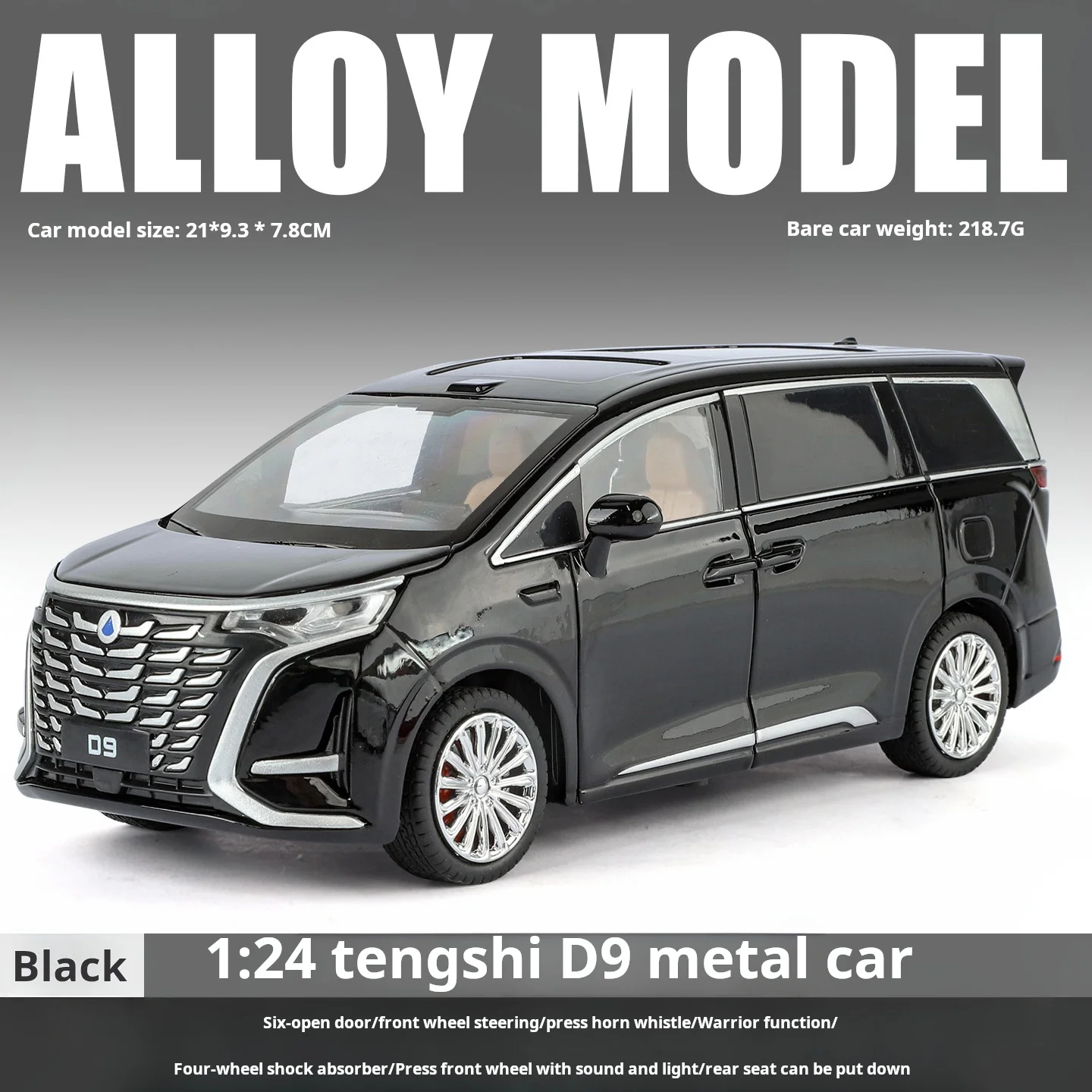 مقياس 1:24 محاكاة Denza D9 سيارة الأعمال سبيكة دييكاست نموذج سيارة كلاسيكية ضوء الصوت الأولاد لعبة طفل هدية المقتنيات #2