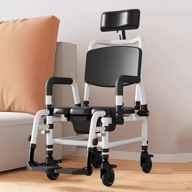 

Customizable Telescopic Folding Bathroom Chair Disabled Metal Bedroom Designer Stool Elderly Wheels