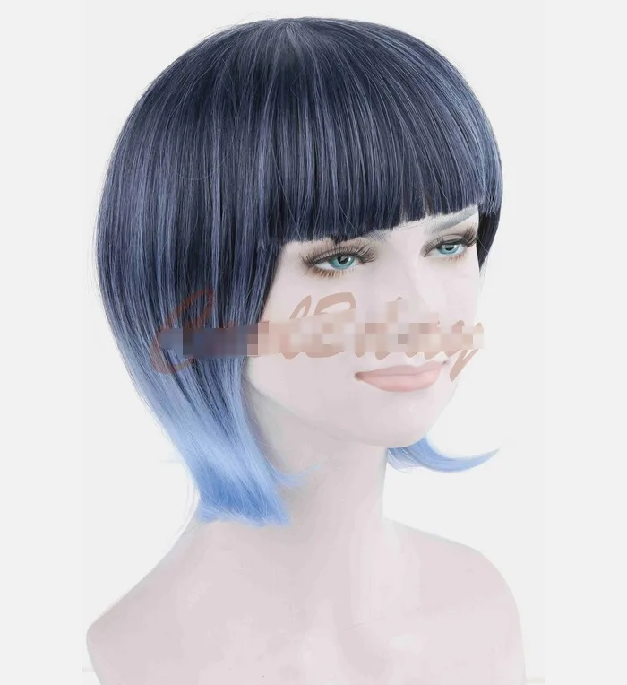 Nuove parrucche Lolita Ombre blu Cosplay parrucche per capelli lisci medio-lunghi resistenti al calore