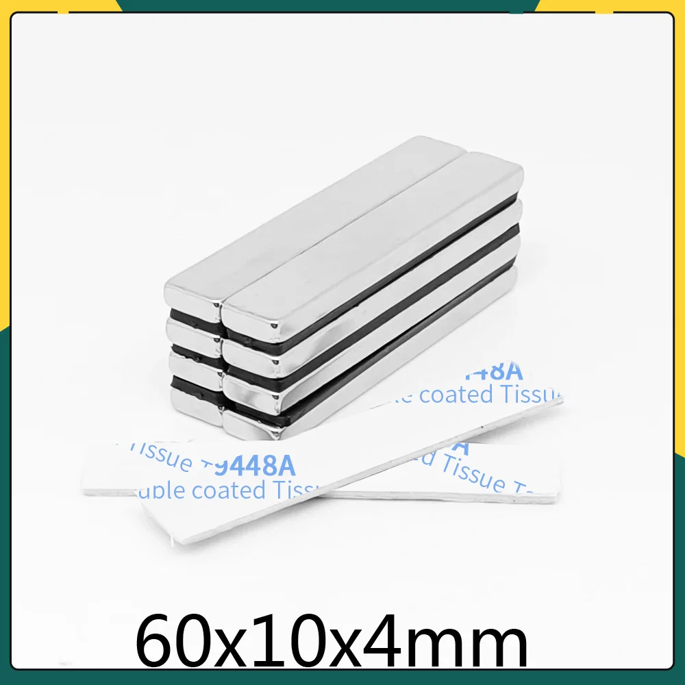 

2/5/10/15/20PCS 60x10x4mm Strong Block Search Magnet With 3M Self - Adhesive 60x10x4 Strip Permanent NdFeB Magnet 60x10x4