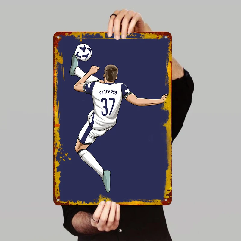 AliExpress NONE Tottenham Hotspur Van de Ven No.37 Bicycle Kick Football Metal Wall Art Decor for Living Room Bedroom