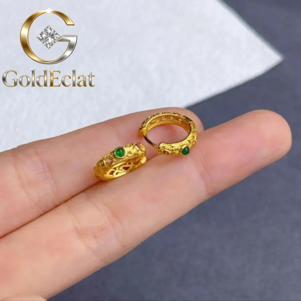 

GoldEclat Vintage Women's 9999 24K Real Gold Hollow Wire Earrings with Complex Temperament Hoop Earrings and Jewelry for Mom Gi