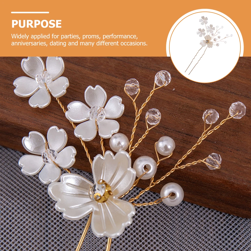 

Pearl Flower Hairpin LightWeight ProperSize WomenHairFork HairBunPin GirlsHairDecoration WeddingAccessories RetroParty PromNight