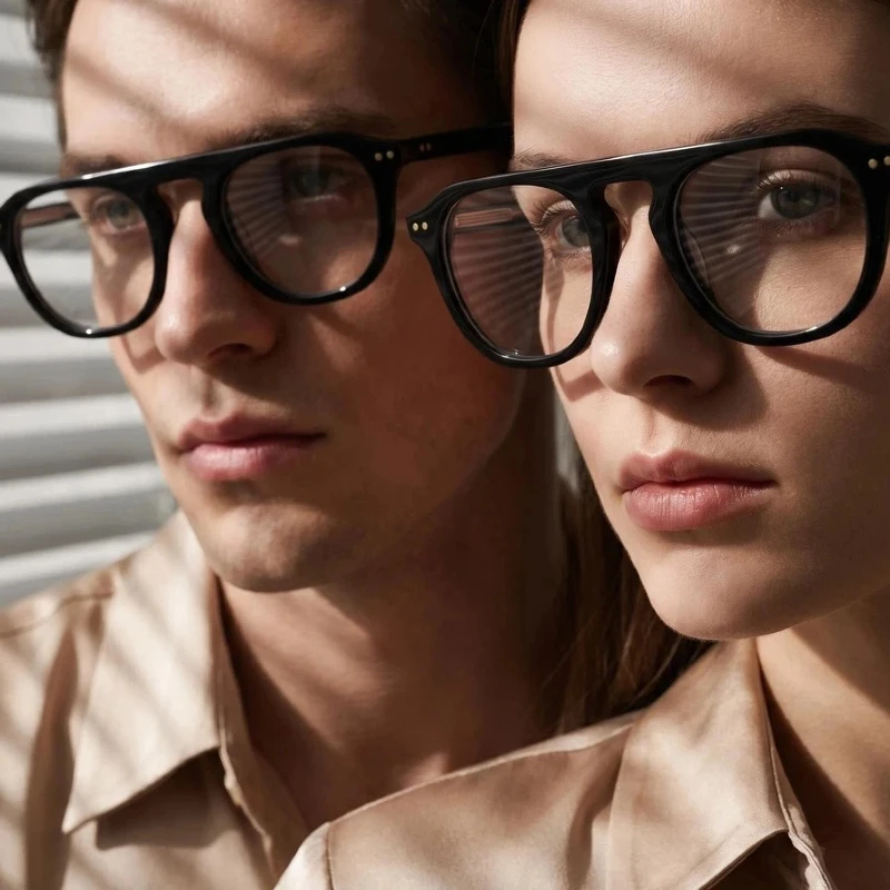 Aviator-Style Unisex Glasses With Classic Stud Design, Handcrafted From Acetate Fiber Made As Non-Prescription Eyewear