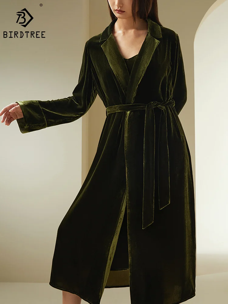 

V Neck Velvet Night Robe Set,Mulberry Silk Nightgown for Women,Simple Skin Friendly Pajamas,2024 Spring Summer New,S41910QM