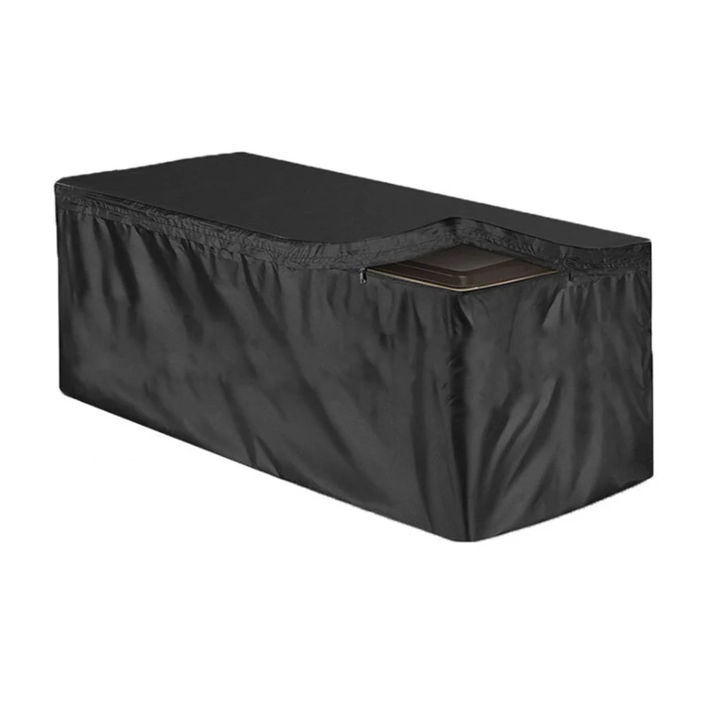 210D Waterproof Garden Storage Box Cover For Outdoor Furniture Rectangle Black Patio Cover For Ectangular Deck Boxes