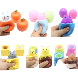 Cheese Series Squishy Toys Cartoon Mouse Rabbit Chick Panda Frog Squirrel Kawaii Squeeze Cup Decompression Stress Relief Fidget