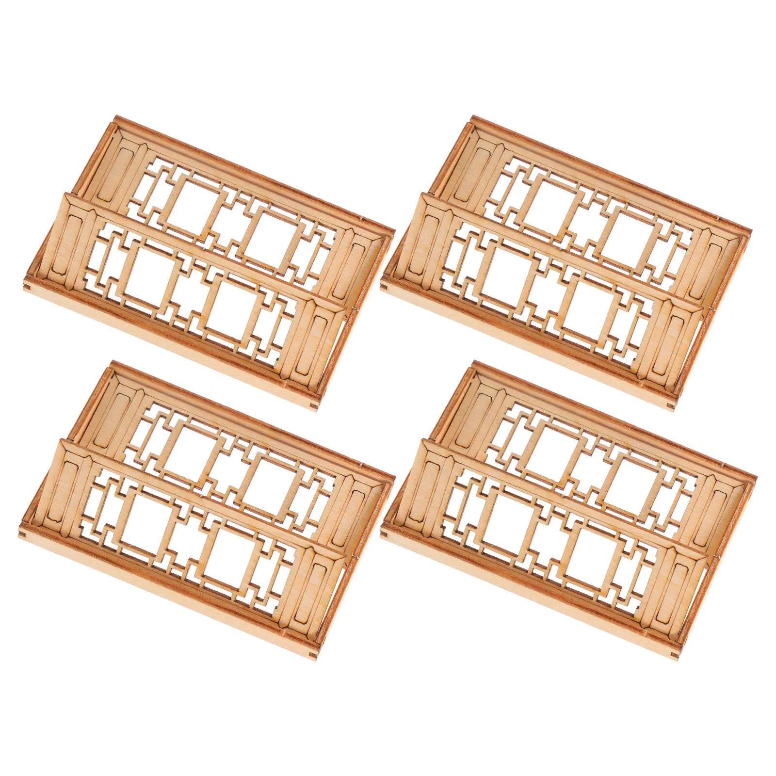 

4 шт. Изысканные миниатюрные окна в традиционном китайском стиле, тонкая работа, деревянные, для DIY декора дома, микромодели