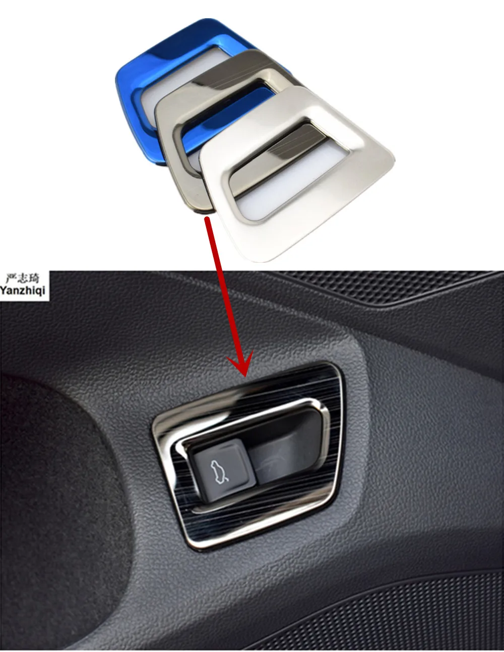 1PC Stainless steel Car rear trunk tail box switch frame trim sticker cover Car Styling for 2017-2023 VW Volkswagen Passat B8