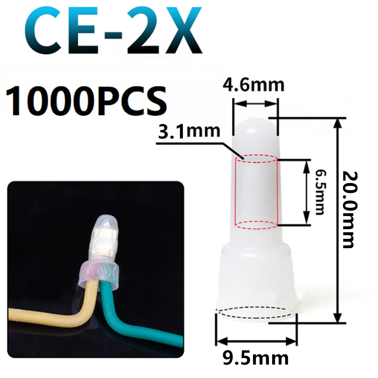 Imagem -02 - Conector de Terminal de Cabo de Fio Elétrico Tampas de Crimp Fechadas Ce1x Ce2x Awg 22-18 Awg 16-14 1000 Pcs