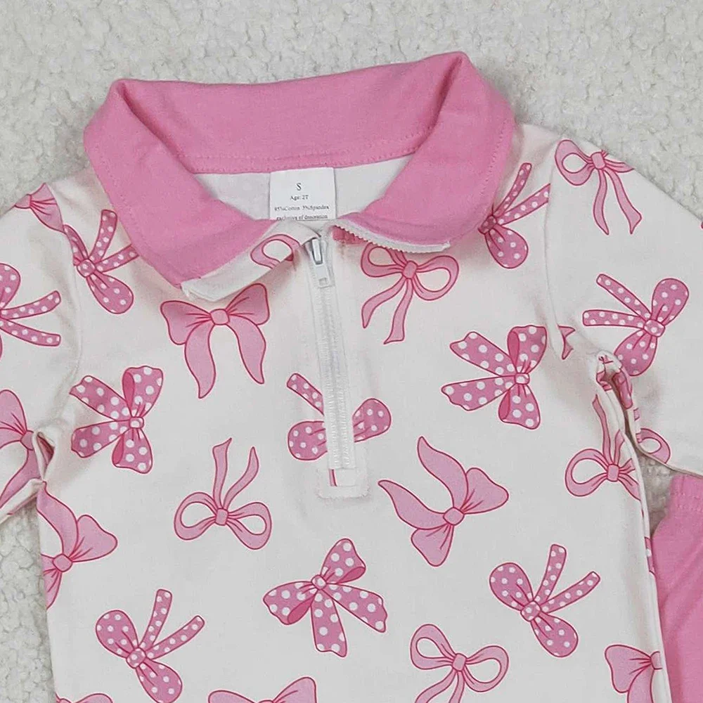 الجملة طفل الفتيات الوردي الانحناء سستة البلوز الأعلى كشكش يغطي الرجل بانت الخريف الملابس مجموعات الاطفال الرضع طفل لطيف الزي ارتداء