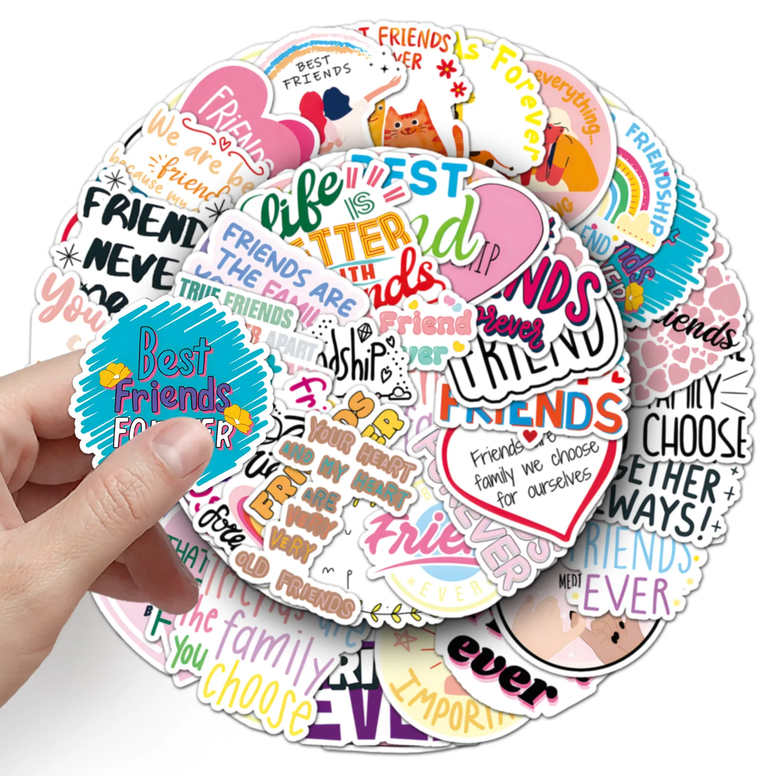 50pcs Friend Friendship Stickers Waterproof DIY Funny Stickers Car Bike Travel Luggage Guitar Laptop Classic Toy
