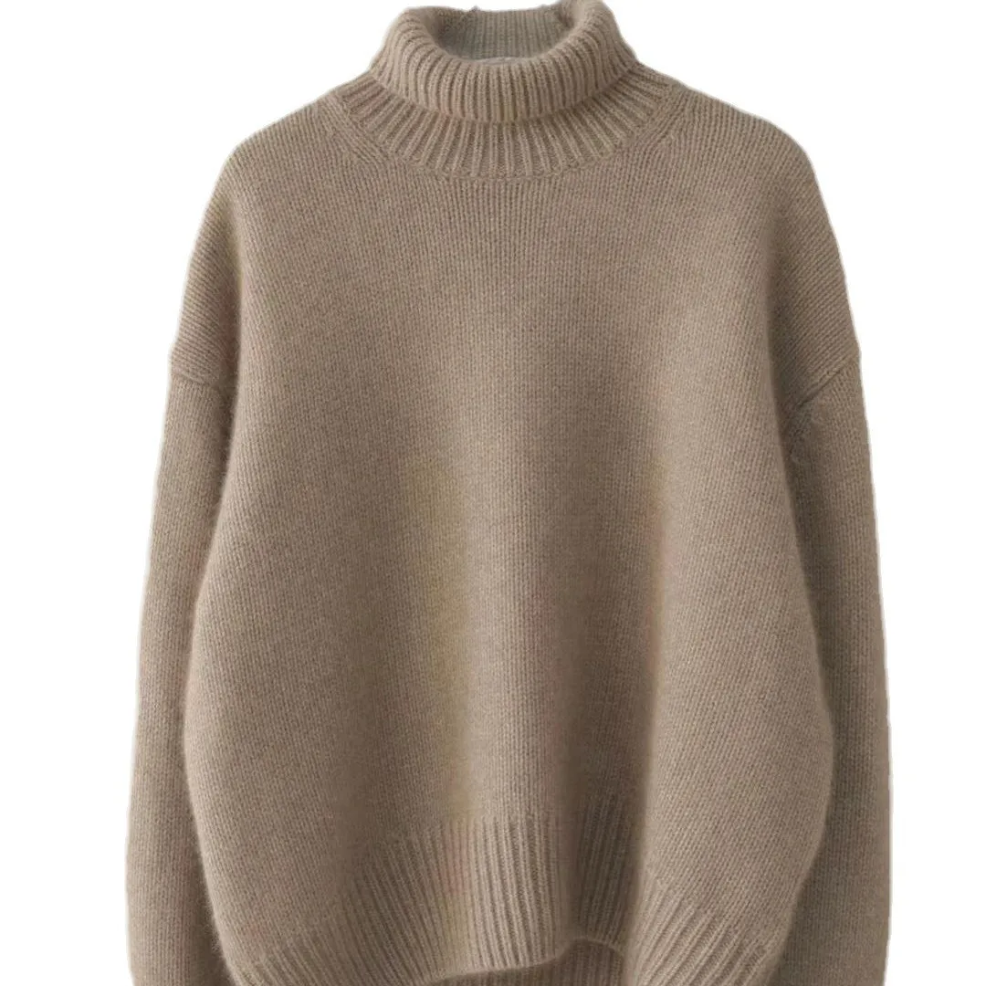Damen Winter Rollkragenpullover Locker Geschnitten Dick Einfarbig Wollpullover für Damenbekleidung Winter Damenbekleidung