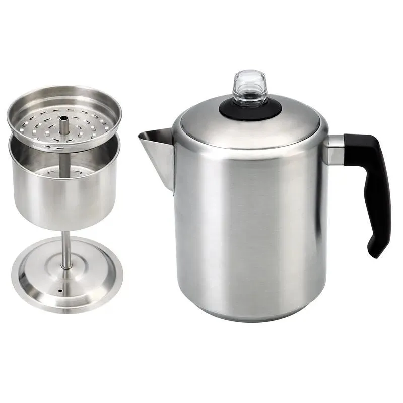 Stainless Steel Coffee Percolator 2.0L American Immersion Coffee Maker Kettle Teapot Pot