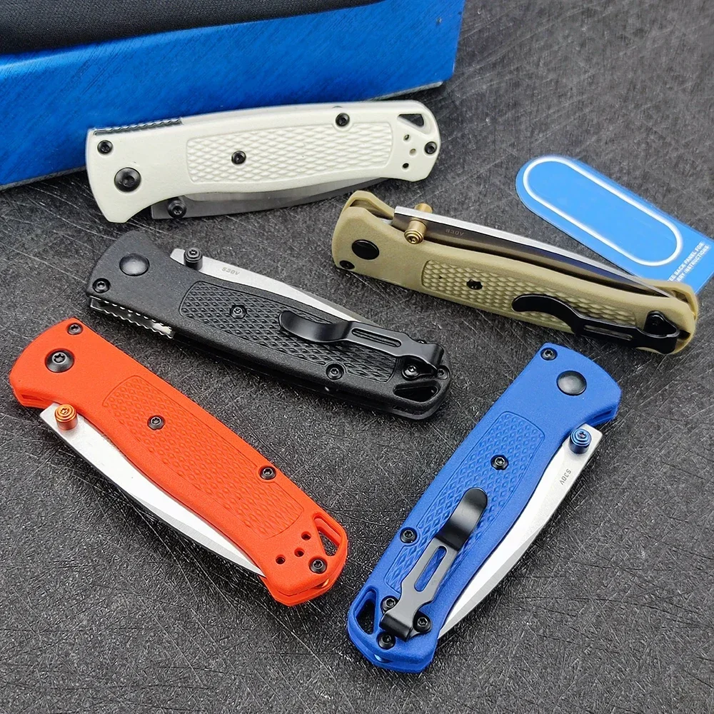 Orange Handles Mini Bugout 533 Folder, S30V Satin Blade Work Sharp Easy Carry Outdoor Hunting Hiking Pocket Knives