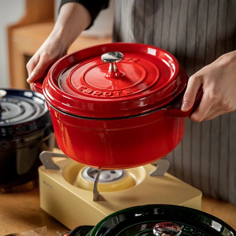 Household Enamel Cast Iron Pot Non-stick Casserole Soup Pot Stew Cup Saucepan Cooking Cookware For Daily Kitchen Use view 3