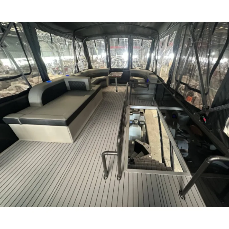30FT Pontoon Boat Aluminum Alloy 150HP Motor 120L Fuel Tank Double Layer 10-12 Pax Watercraft Marine Pleasure Customization