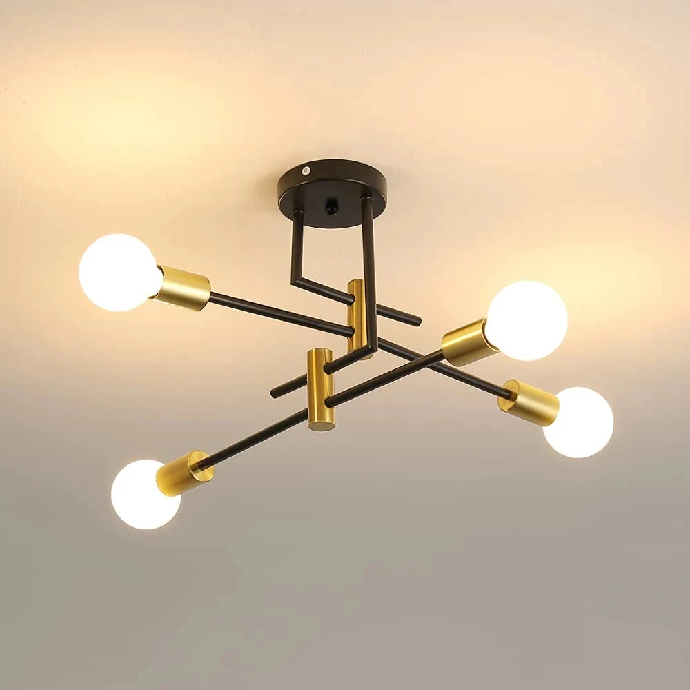 Industrial Chandelier, Vintage Ceiling Light E27 Diameter 70 cm, Modern Sputnik Chandeliers 4 Lights for Bedroom, Kitchen