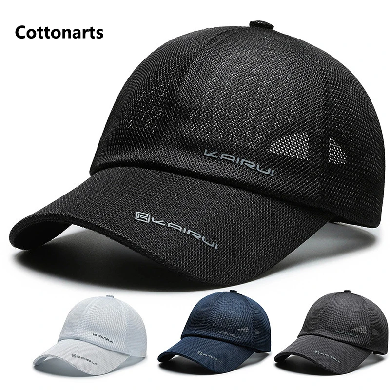 Men\'s Summer Mesh Baseball Cap Middle-aged and Elderly Outdoor Sports Sunscreen Hat Letter Breathable Travel Sun Hat Hiking Hat