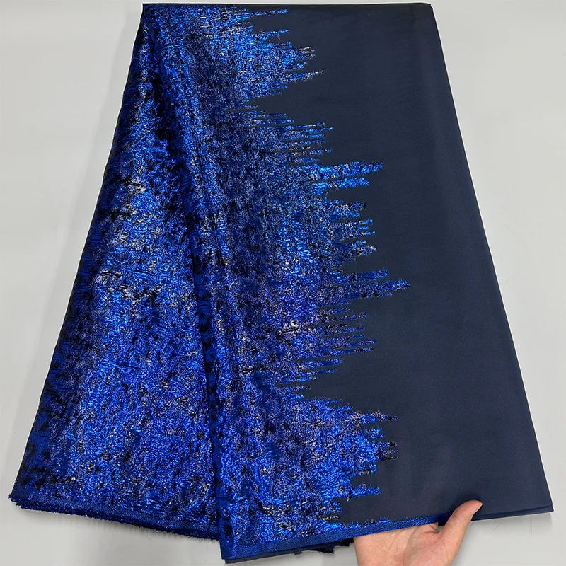 

2025 тюль позолоченная жаккардовая кружевная ткань 5 ярдов Высококачественная африканская жаккардовая кружевная ткань для шитья вечерние свадебного платья