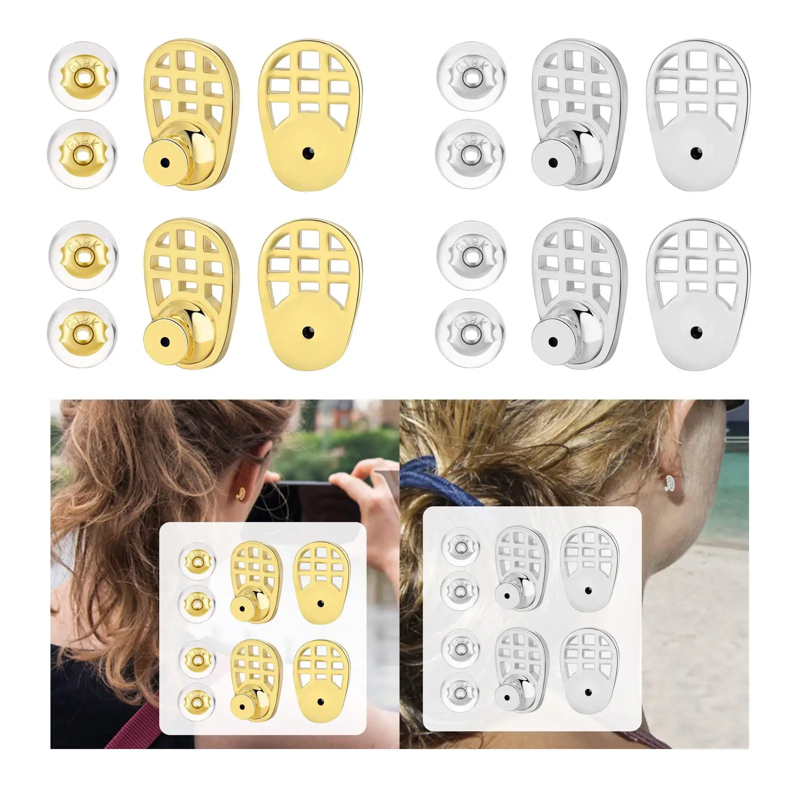 4 Pieces Racket Shape Earring Lifters Replacement Universal Fit Versatile