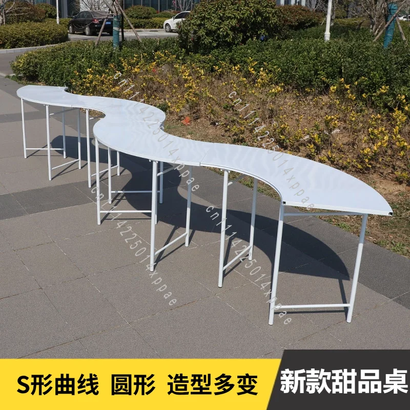 Flower Stand New Wedding Wrought Iron S-Shaped Round Dessert Table  Outdoor    Decoration Ornament