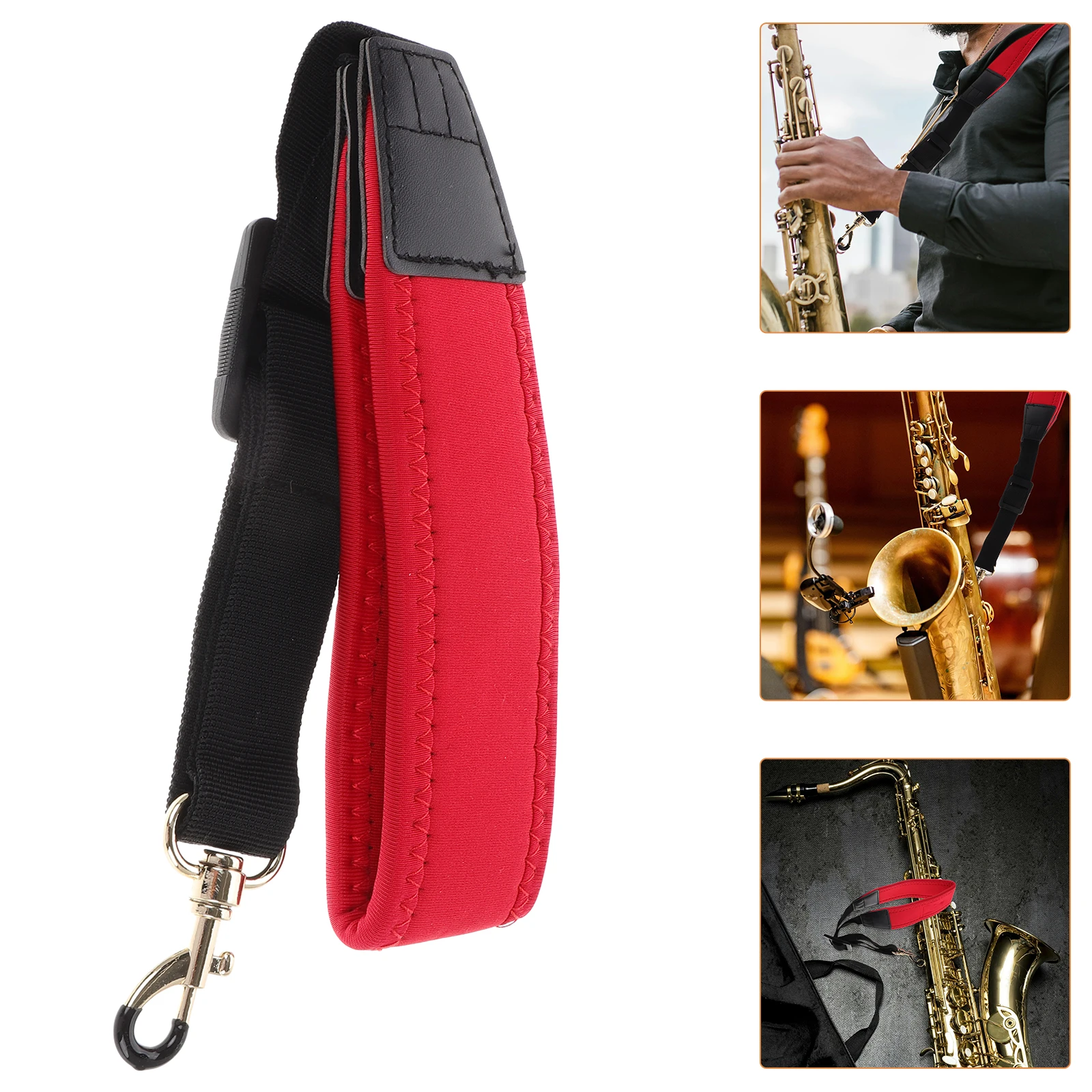 

Ergonomic Adjustable Saxophone Neck Universal For Alto Tenor Durable Polyester Mechanism Sax Strap Saxophone