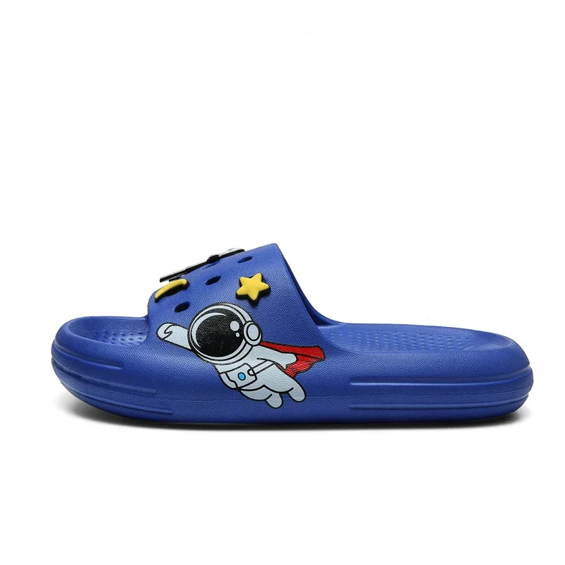 Pantoufles d\'astronautes de dessin animé pour enfants, chaussures d\'eau plates décontractées pour garçons et filles, tongs d\'intérieur douces et