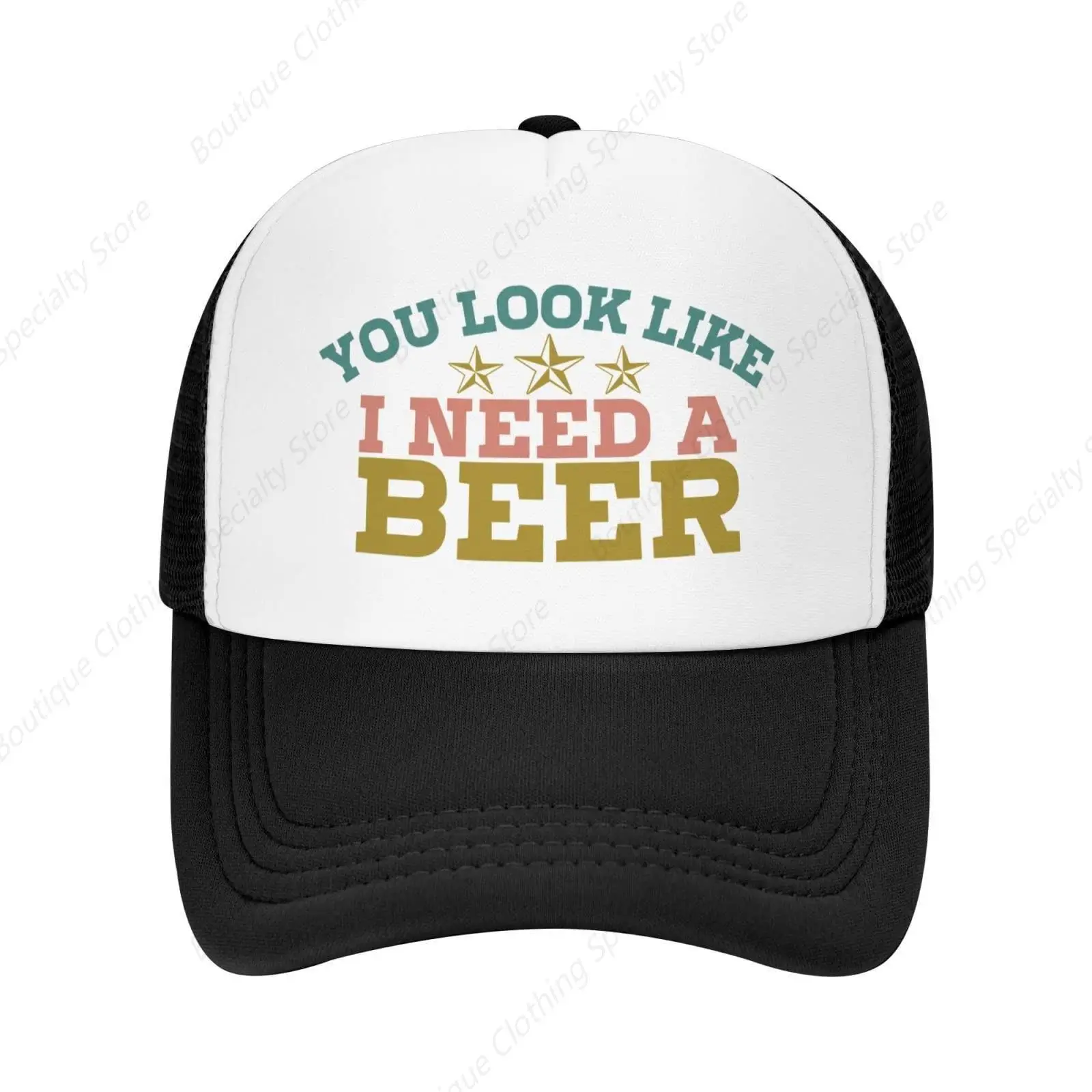 You Look Like I Need A Beer Unisex Adult Trucker Cap Hat dla mężczyzn Kobiety Letnie oddychające czapki plażowe Pasują do mężczyzn Regulowany kapelusz