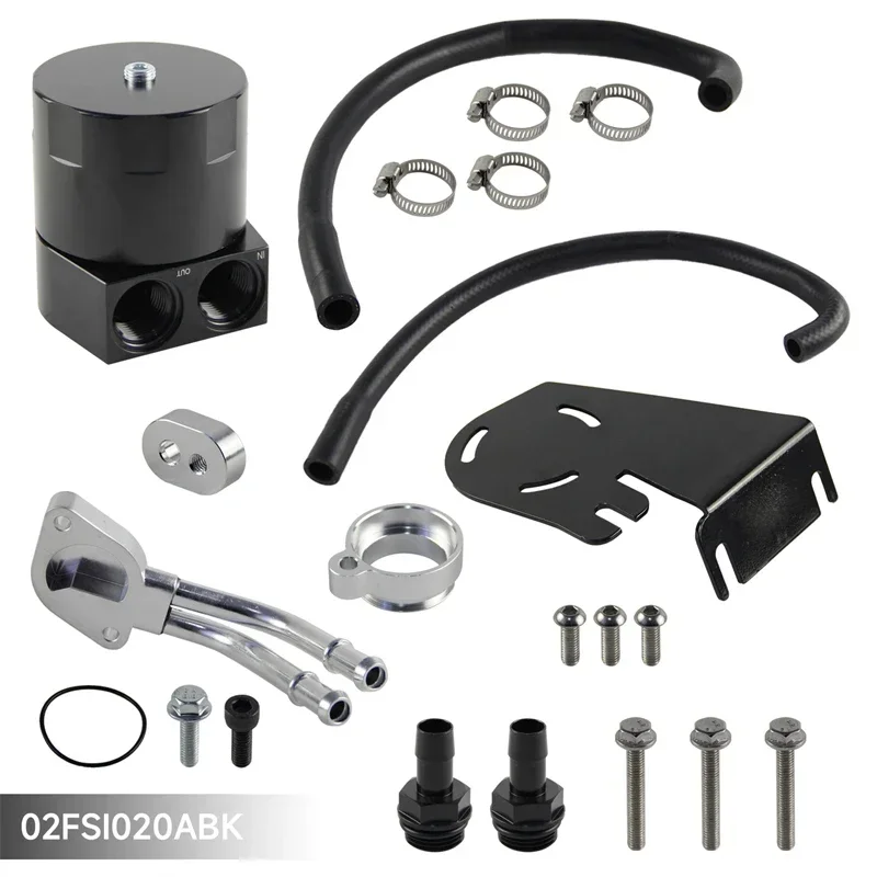 

Performance Aluminum Baffled Oil Catch Can + CNC & PVC Adapter Kit for 2011-2016 Ford F-250 F-350 6.7L Powerstroke
