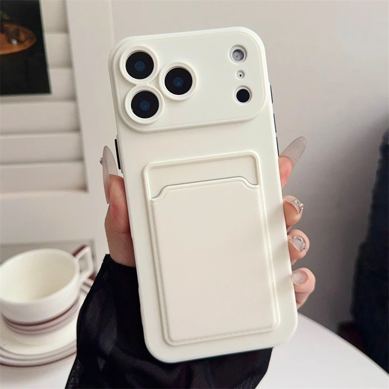 Kartenhalter-Slot-Brieftaschen-Telefonhülle für iPhone 17, Air 11, 12, 13, 14, 15 Plus, 16, 17 Pro Max, stoßfeste, weiche, matte Silikon-Rückseite – Detail 6
